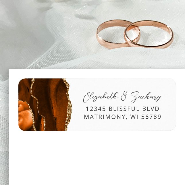 Agate Burnt Orange Wedding Return Address Label (Creator Uploaded)