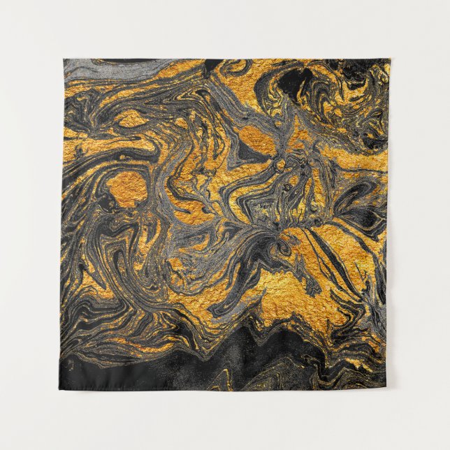 Agate Crystal. Futuristic Modern Suminagashi. Swir Tapestry (Front)