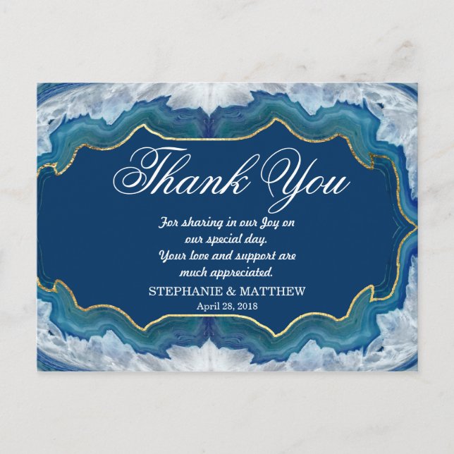 Agate Elegant Pretty Blue Teal Geode Pattern Postcard (Front)