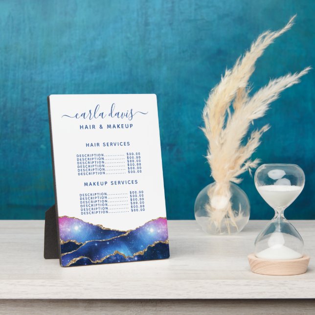 Agate Galaxy Celestial Salon Price Menu Plaque (Side)