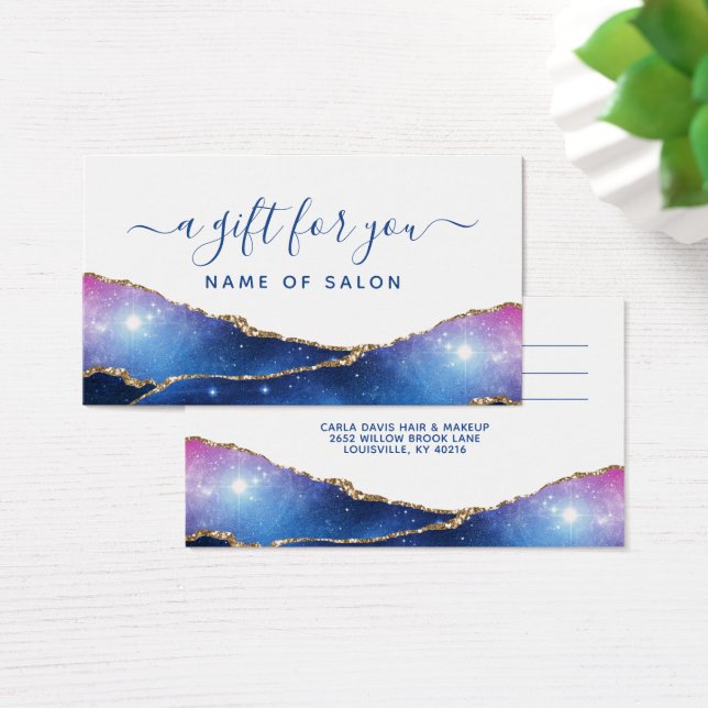 Agate Galaxy Celestial Stars Salon Gift Card (Desk)