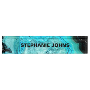 Agate Gemstone Geode Custom Name Abstract Monogram Nameplate