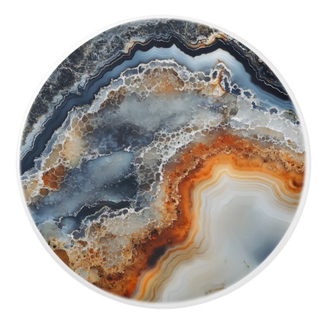 Agate Gemstone Pattern Ceramic Knob (Front)