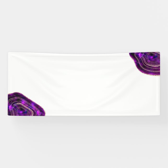 Agate Geode Cosmic Crystals Purple Glitter Banner (Horizontal)