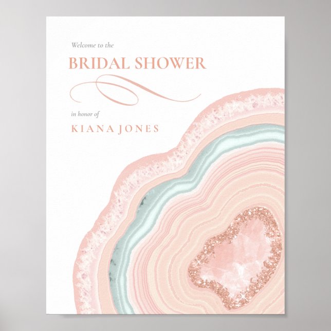 Agate Geode Glitter Bridal Shower Rose Gold ID647 Poster (Front)