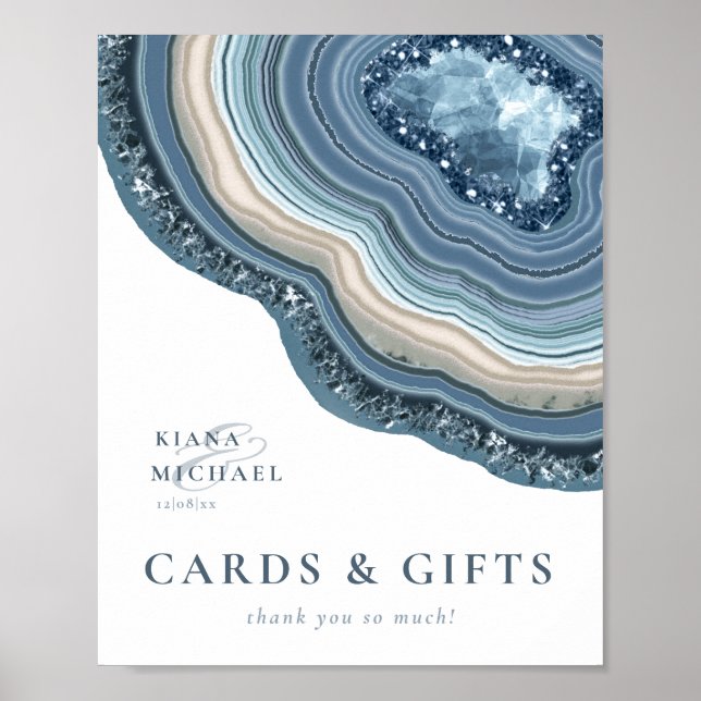 Agate Geode Glitter Cards & Gifts Dusty Blue ID647 Poster (Front)