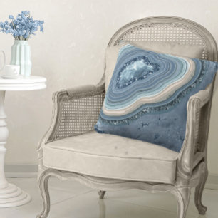 Agate Geode Glitter Dusty Blue ID647 Cushion