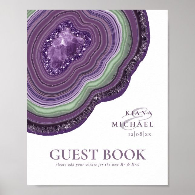 Agate Geode Glitter Guest Book Violet ID647 (Front)