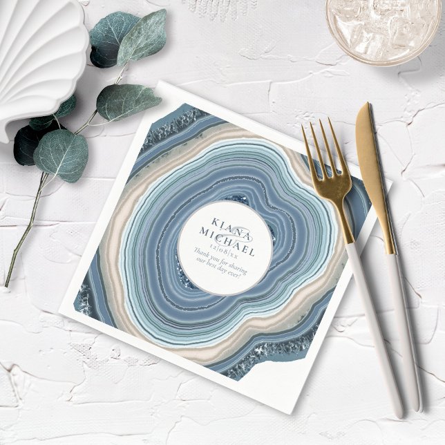 Agate Geode Glitter Wedding Dusty Blue V2 ID647 Napkin (Creator Uploaded)
