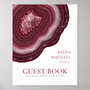Agate Geode Glitter Wedding Guests Burgundy ID647 Poster