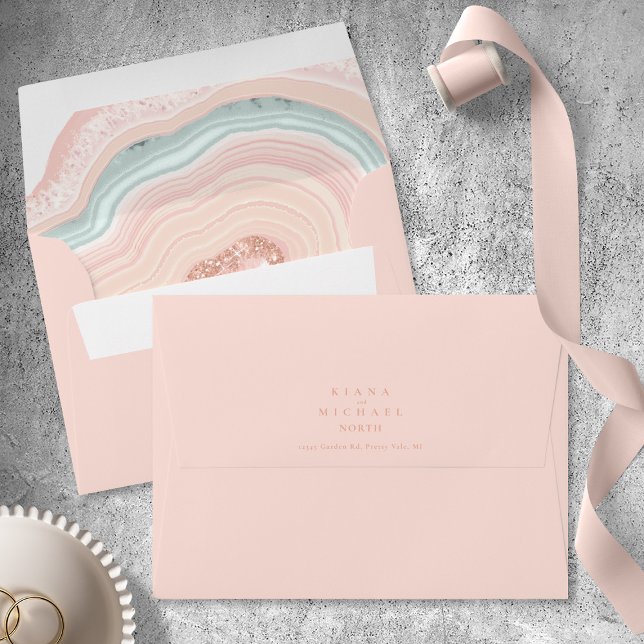 Agate Geode Glitter Wedding Rose Gold ID647 Envelope (Creator Uploaded)