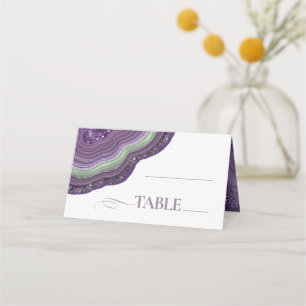 Agate Geode Glitter Wedding Table Violet ID647 Place Card