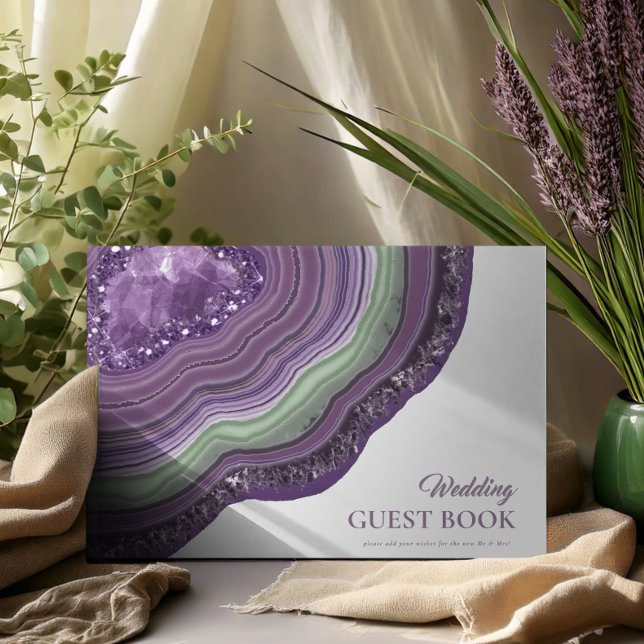Agate Geode Glitter Wedding Violet ID647 Guest Book (Creator Uploaded)