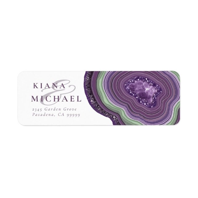 Agate Geode Glitter Wedding Violet ID647 Return Address Label (Front)