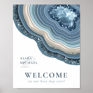Agate Geode Glitter Welcome Dusty Blue ID647 Poster