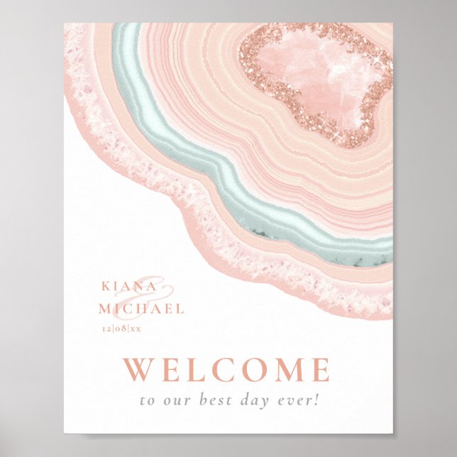 Agate Geode Glitter Welcome Rose Gold ID647 Poster (Front)