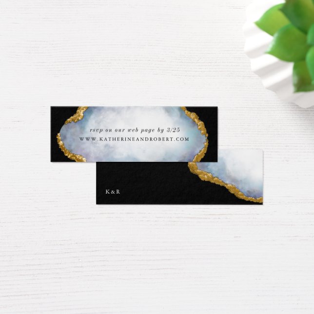 Agate Geode Pearl Golden Wedding Insert Card (Desk)