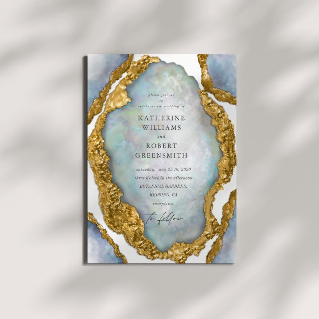 Agate Geode Pearl Golden Wedding Invitation (Creator Uploaded)