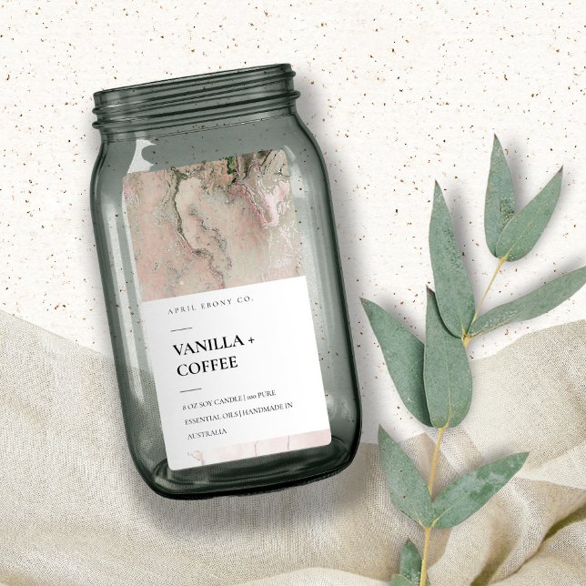 AGATE GEODE PINK GREY ROSE GOLD BLUSH CANDLE LABEL (Creator Uploaded)