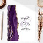 Agate Geode Purple Gold Wedding Plans Planner<br><div class="desc">This elegant modern wedding planner features a purple watercolor design trimmed with faux gold glitter. Easily customise the charcoal grey text on a white background, with the names of the bride and groom in handwriting calligraphy over a large ampersand. Add the title and wedding date below in italics. The back...</div>