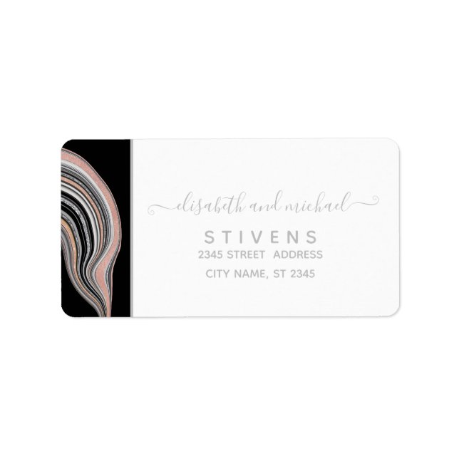 Agate geode rose gold silver black calligraphy label (Front)