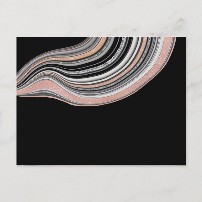 agate geode rose gold silver black postcard (Front)