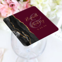 Agate Geode Script Black Gold Burgundy Wedding