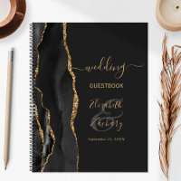 Agate Geode Script Black Gold Dark Wedding Guest
