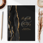 Agate Geode Script Black Gold Dark Wedding Plans Planner<br><div class="desc">This elegant modern wedding planner features a black watercolor design trimmed with faux gold glitter. Easily customise the gold coloured text on an off-black background, with the names of the bride and groom in handwriting calligraphy over a large, charcoal grey ampersand. Add the title and wedding date below in italics....</div>