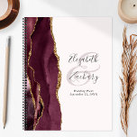 Agate Geode Script Burgundy Gold Blush Wedding Planner<br><div class="desc">This elegant modern wedding planner features a burgundy watercolor design trimmed with faux gold glitter. Easily customise the charcoal grey text on a blush background, with the couple's names in handwriting calligraphy over a large ampersand. Add the title and wedding date below in italics. The back cover features a matching...</div>