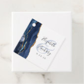 Agate Geode Script Navy Blue Gold Wedding Favour Tags (In Situ)