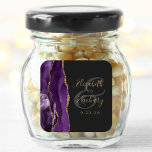 Agate Geode Script Purple Gold Dark Wedding Square Sticker<br><div class="desc">This elegant modern wedding sticker features a purple watercolor agate geode design trimmed with faux gold glitter. Easily customise the gold coloured text on an off-black background,  with the names of the bride and groom in handwriting calligraphy over a large,  medium grey ampersand.</div>