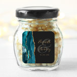 Agate Geode Script Teal Gold Dark Wedding Square Sticker<br><div class="desc">This elegant modern wedding sticker features a teal blue watercolor agate geode design trimmed with faux gold glitter. Easily customise the gold coloured text on an off-black background,  with the names of the bride and groom in handwriting calligraphy over a large,  medium grey ampersand.</div>
