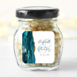 Agate Geode Script Teal Gold Wedding Square Sticker<br><div class="desc">This elegant modern wedding sticker features a teal blue watercolor agate geode design trimmed with faux gold glitter. Easily customise the charcoal grey text on a white background,  with the names of the bride and groom in handwriting calligraphy over a large,  light teal ampersand.</div>