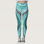Agate Geode Watercolor Pattern - Blue Green Aqua Leggings<br><div class="desc">Stylish and contemporary leggings with trendy agate geode pattern. This watercolor design features semi-precious agate; a unique stone with beautiful natural banding known for it's spiritual protective and healing properties. The design has a colour palette of blue, aqua, turquoise, copper bronze and grey with a deep ocean green geode on...</div>