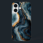 Agate Geode with Gold and Navy Blue Marble iPhone 16 Case<br><div class="desc">iPhone 16 case featuring a stunning agate geode design with deep navy blue and shimmering gold marble accents,  adding a touch of luxury and elegance to your device.</div>