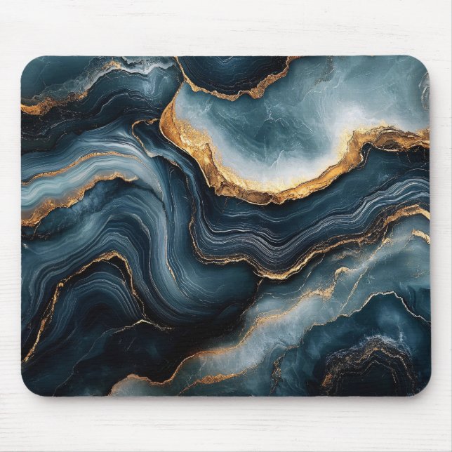 Agate Geode with Gold and Navy Blue Marble Mouse Pad (Front)
