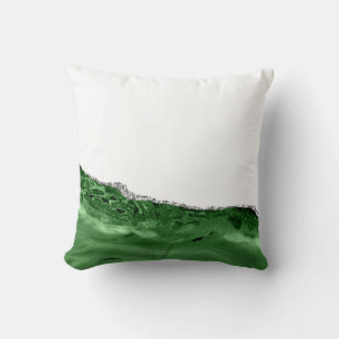 Agate Glamourous Emerald Green Silver Glitter Cushion