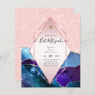 AGATE GLITTER BAT MITZVAH Invitations BUDGET