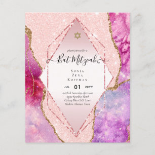 AGATE GLITTER BAT MITZVAH Invitations BUDGET Flyer