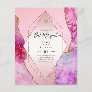 AGATE GLITTER BAT MITZVAH Invitations BUDGET Flyer