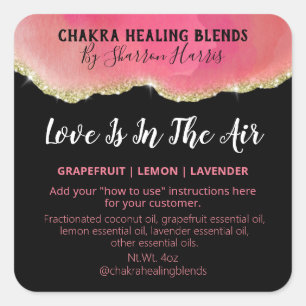 Agate Glitter Pink And Black Love Blend Labels