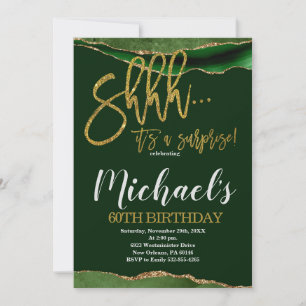 Agate Gold & Green Surprise Birthday Party Invitation