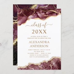 Agate Graduation Class of 2022 Burgundy Invitation