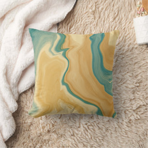 Agate Green & Cream Marble Custom Name Letter  Cushion