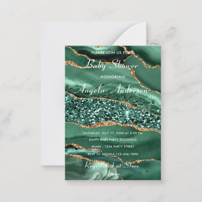 Agate Green Gold Baby Boy Shower Invitation (Front)