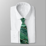 Agate Green Gold Emerald Neck Tie<br><div class="desc">Tie with Agate Green Gold Glitter Gemstone Marble Emerald Sparkle Personalised Birthday - Anniversary or Wedding Ties / Gift - Or Add Your Name - Text - Make Your Special Gift - Resize and move or remove and add text / elements with Customisation tool. Design by MIGNED. Please see my...</div>