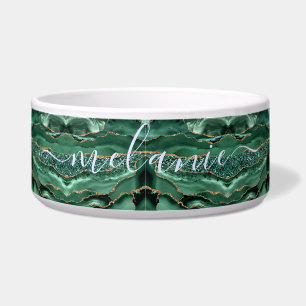 Agate Green Gold Glitter Geode Marble Custom Name