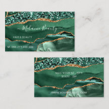 Agate Green Gold Glitter Modern Business Card