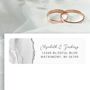 Agate Grey Silver Wedding Return Address Label